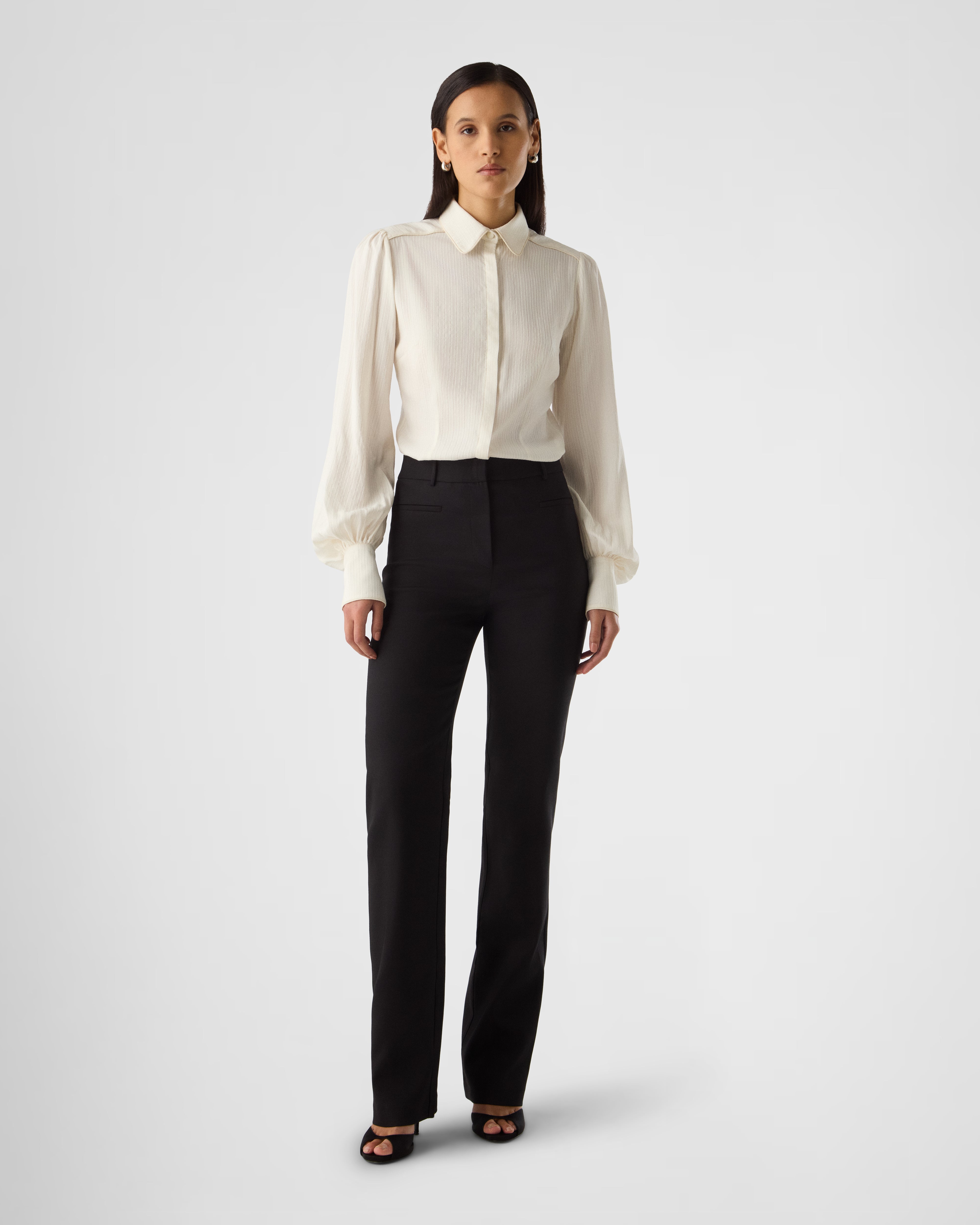Gaia fitted high-waist trousers