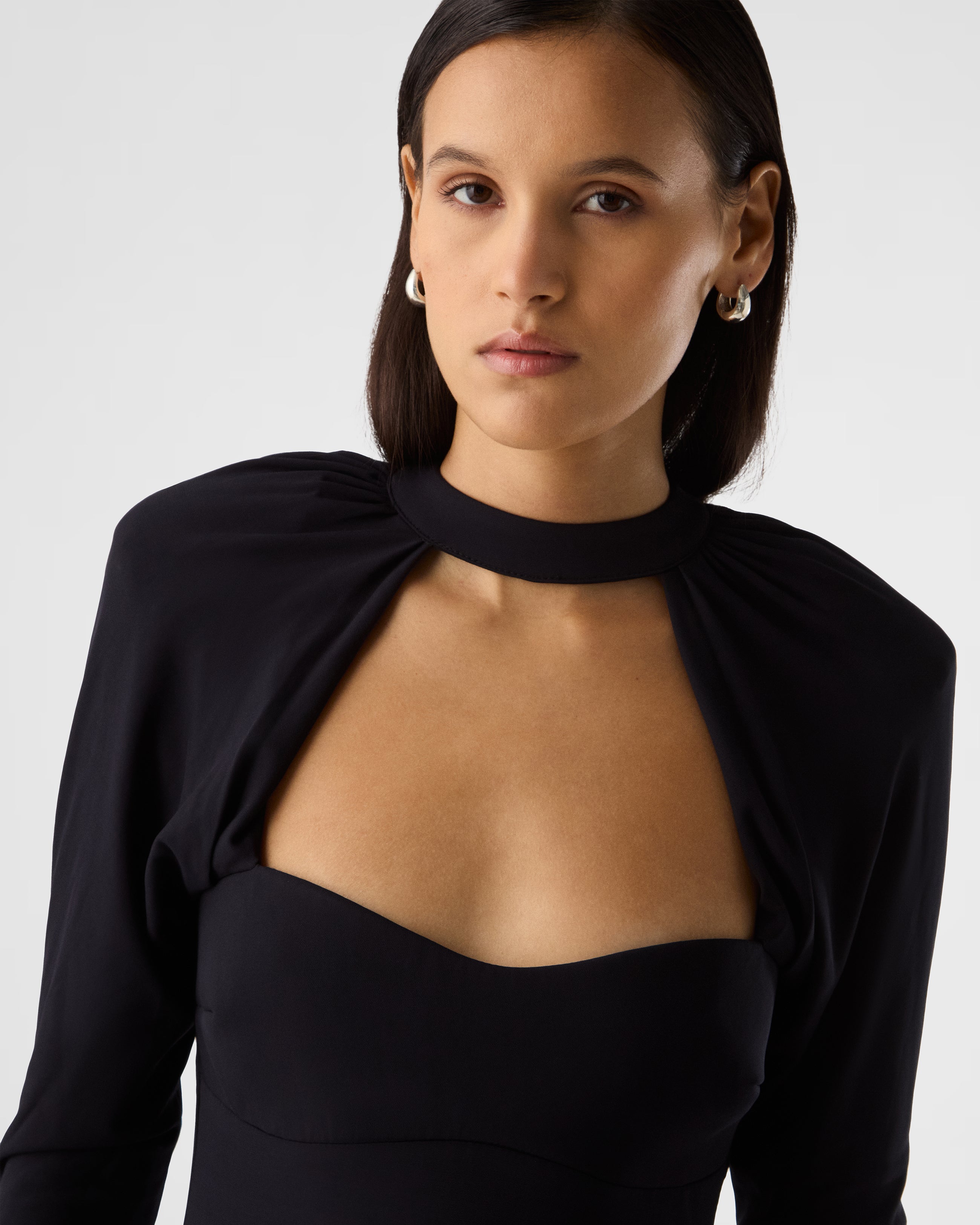 Nova draped shoulder long dress