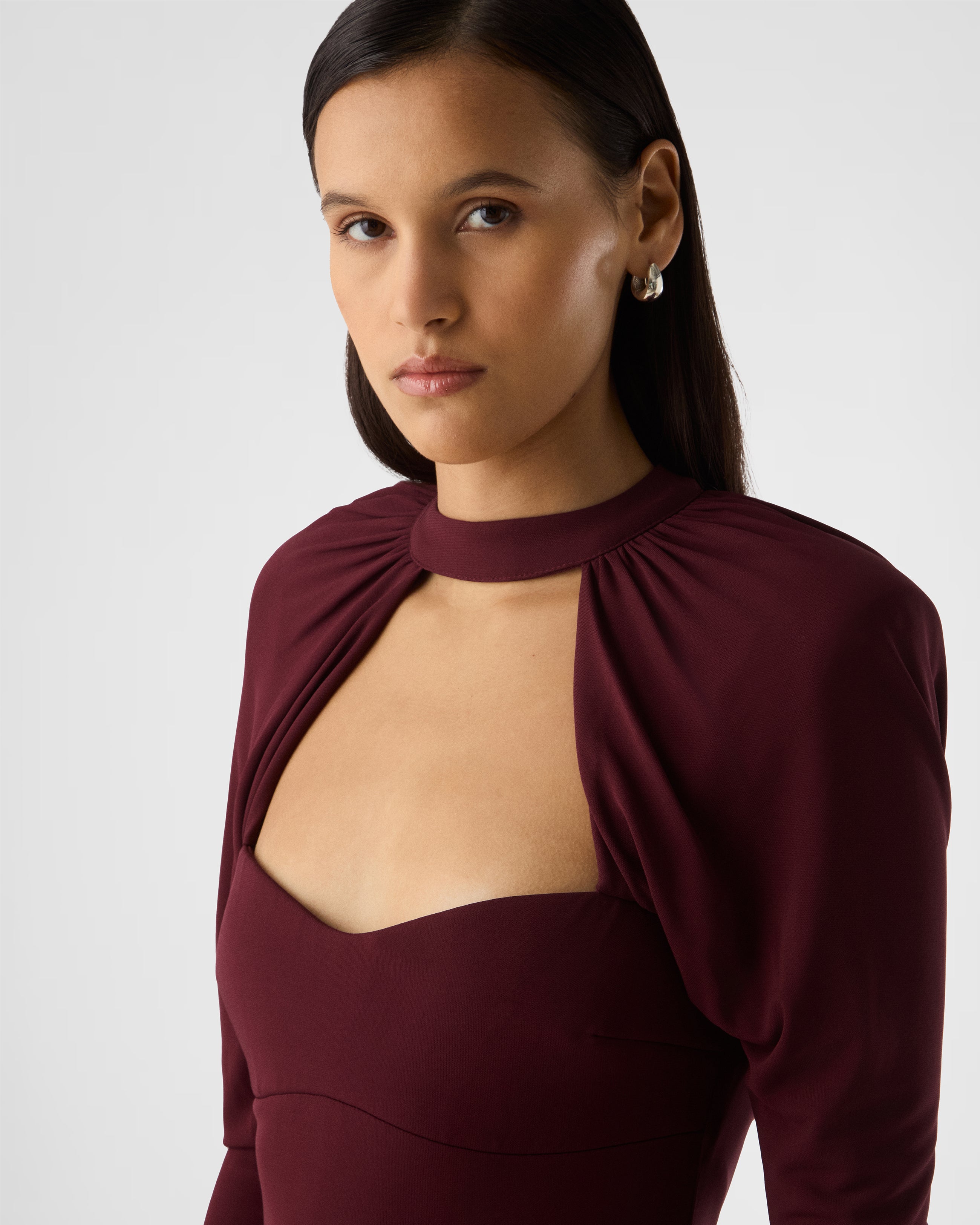 Nova Draped shoulder long dress