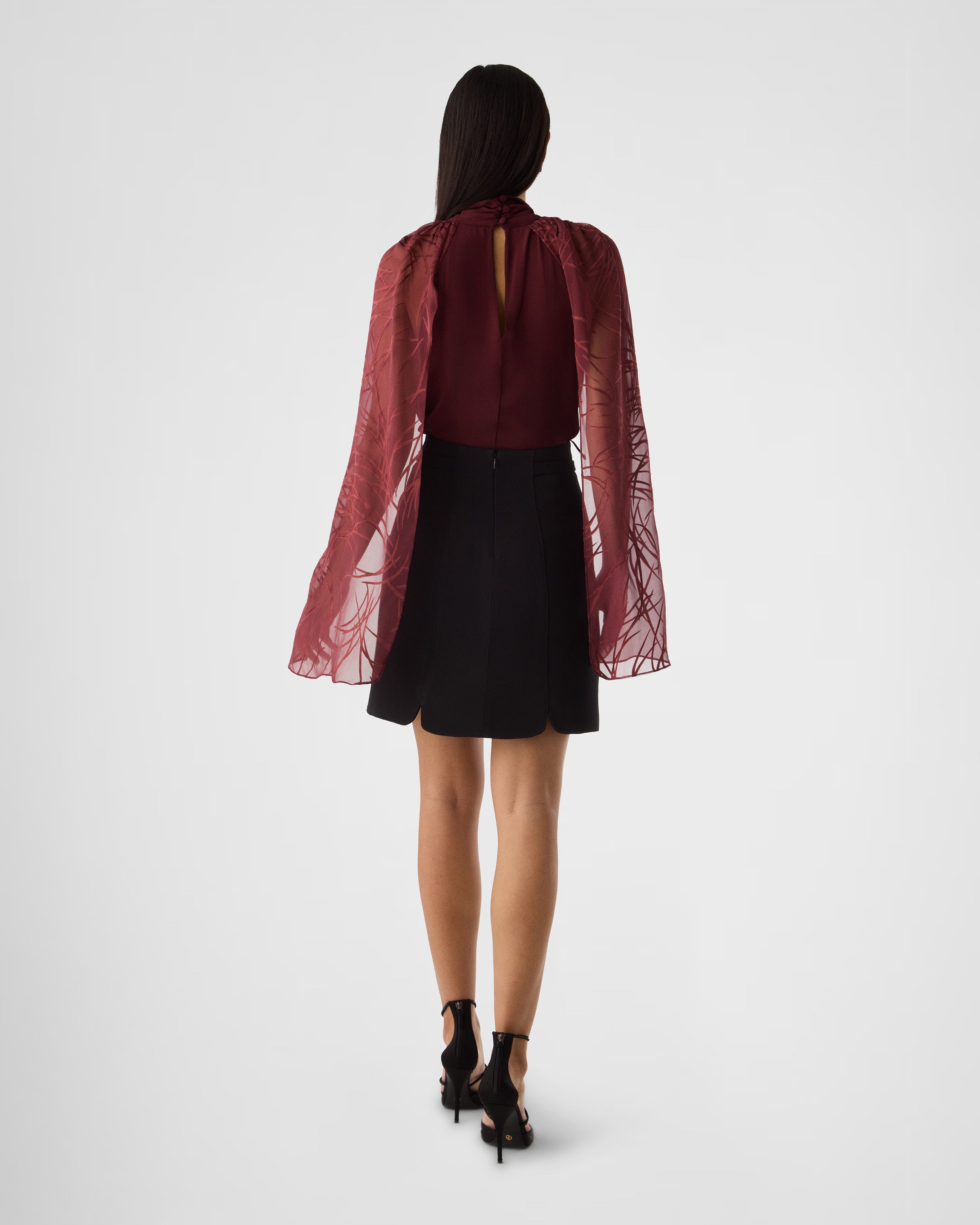 Alya cape sleeved bow blouse