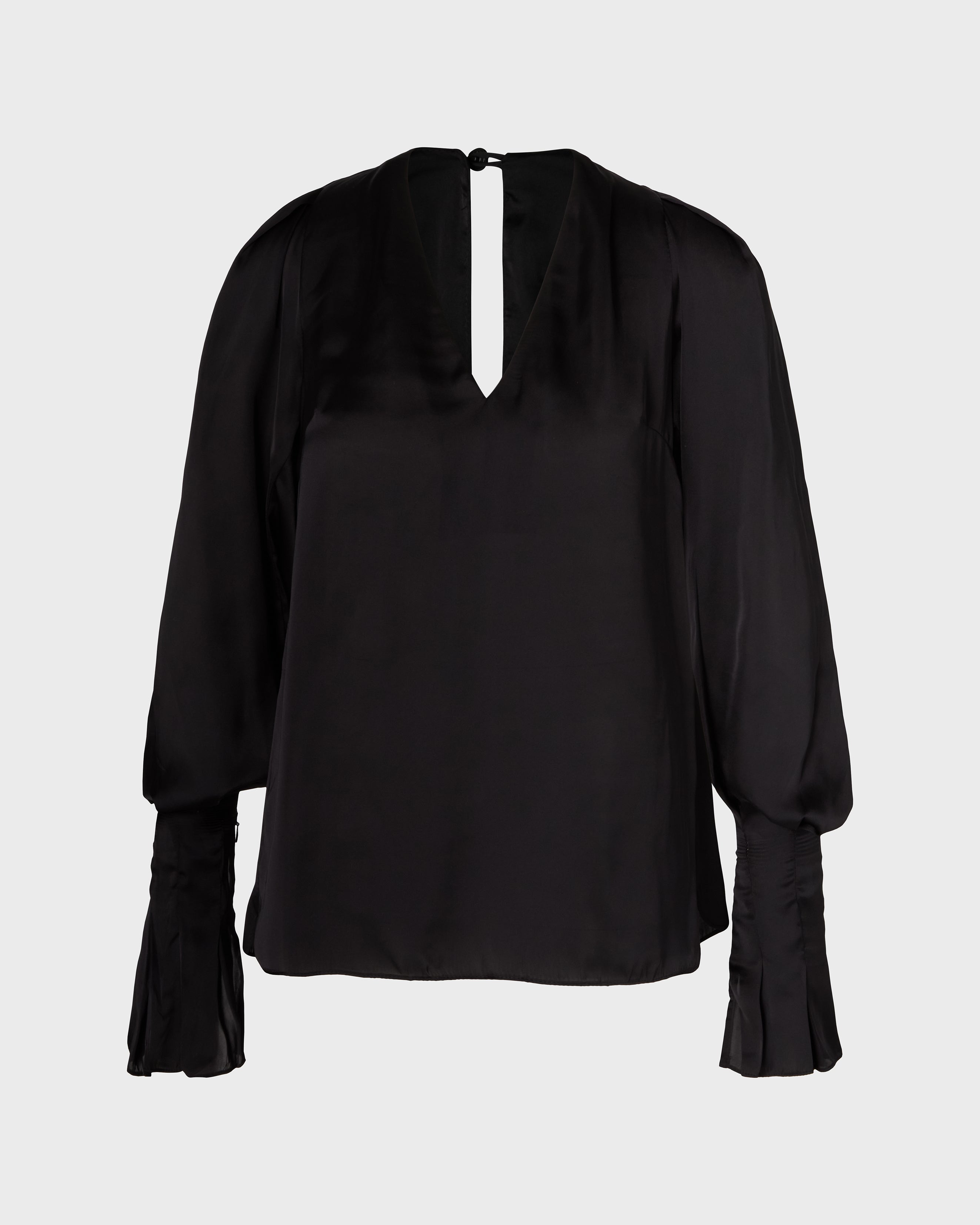 Halley v-neck blouse with draped puff sleeves